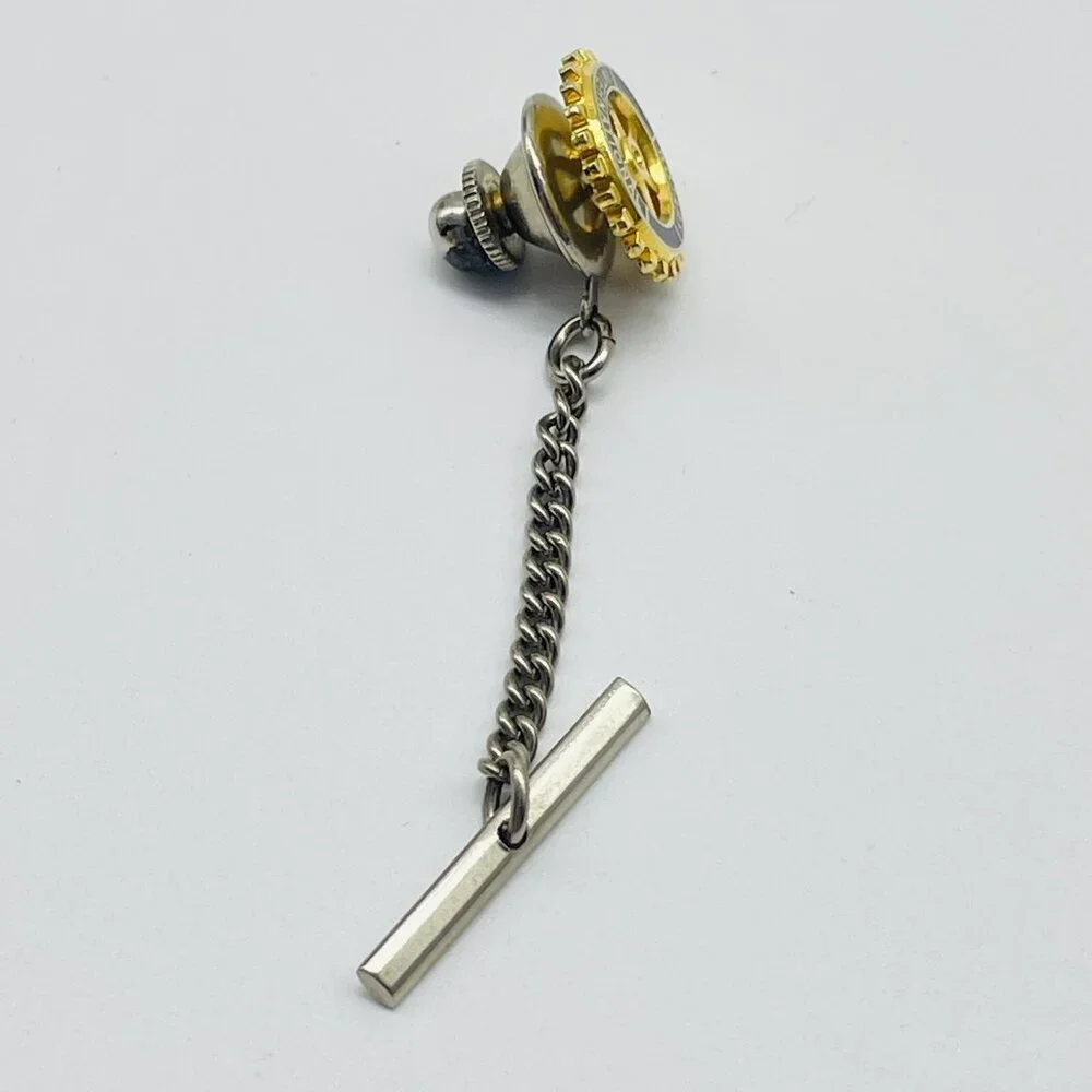 Vintage Rotary International Tie Tack Chain Lapel Pin